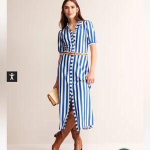 NWT Boden Blue and White Stripe Jersey Wrap Dress